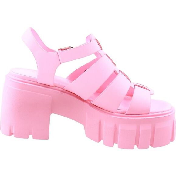 Madden Girl Womens Gennesis Pink Faux Leather Platform Sandals Shoes New - Picture 2 of 2